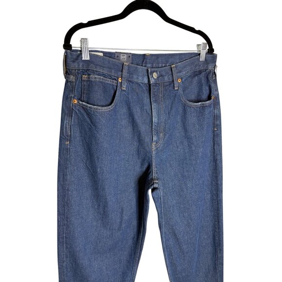 NWT GAP High Rise Barrel Jeans Dark Wash Indigo-sz 30 Tall - Picture 2 of 10